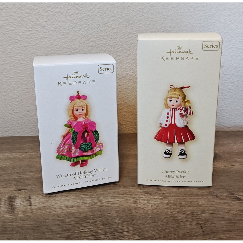 Hallmark Madame Alexander Ornaments 2007 Cherry Parfait 2009 Wreath Set Boxed